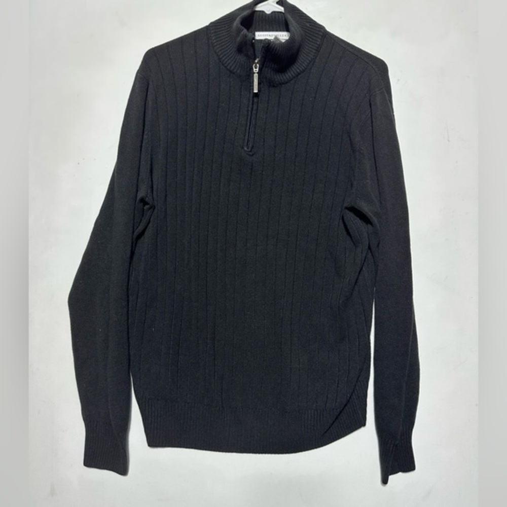 Geoffrey Beene Men's Charcoal Ribbed Zip-Up Sweater